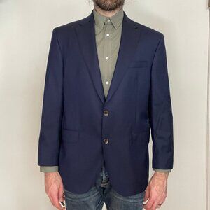 Jack Victor Century Suit Jacket Size 44 R Super 150's 100% Wool Navy Blue